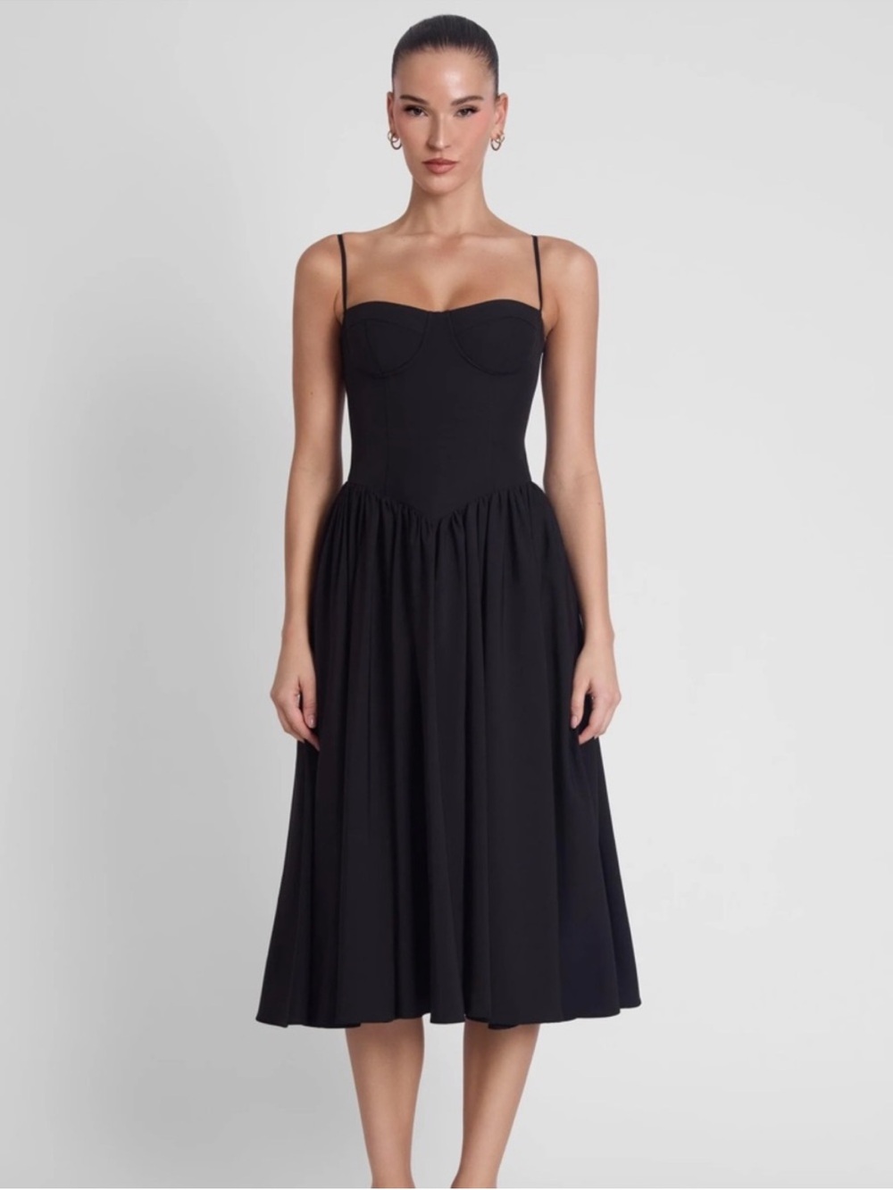 HOUSE OF CB Samaria Black Corset Midi Dress